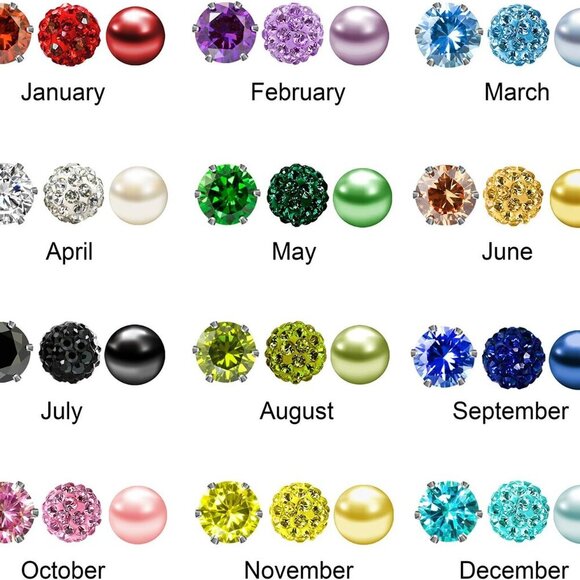 Elegant Birthstone Studs Earring Set - 6mm Round, 3 Pairs for Every Occasion - Picture 6 of 7